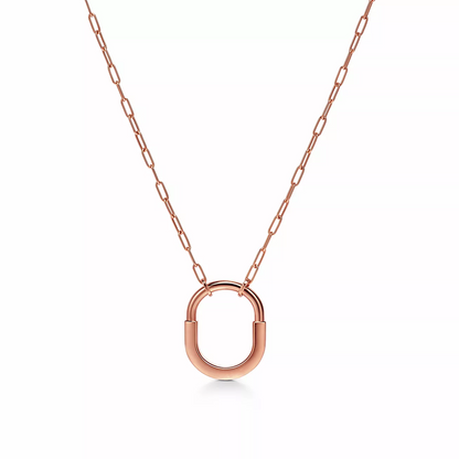 [Ornora Jewelry]LOCK MEDIUM PENDANT PINK DIAMOND PINK GOLD NECKLACE