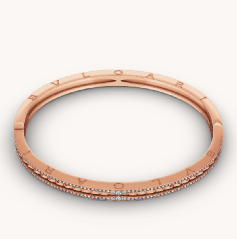 [OrnoraJewelry]ZERO 1 SPIRAL AND PAVED DIAMOND PINK GOLD BRACELET