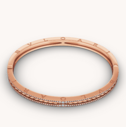 [OrnoraJewelry]ZERO 1 SPIRAL AND PAVED DIAMOND PINK GOLD BRACELET