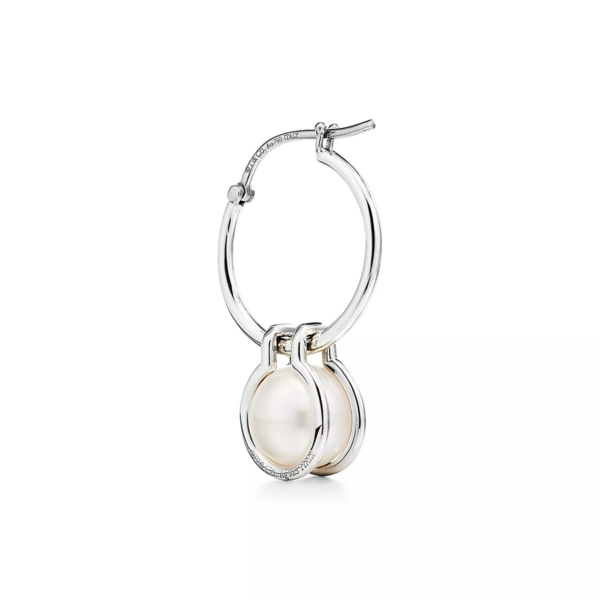 [Ornora Jewelry]PEARL HOOP SILVER EARRINGS