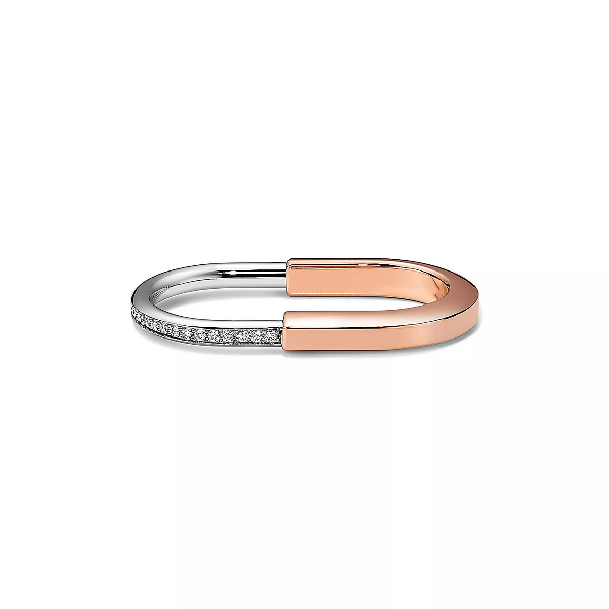[Ornora Jewelry]LOCK RING TOW-FINGER ROSE AND WHITE GOLD DIAMONDS