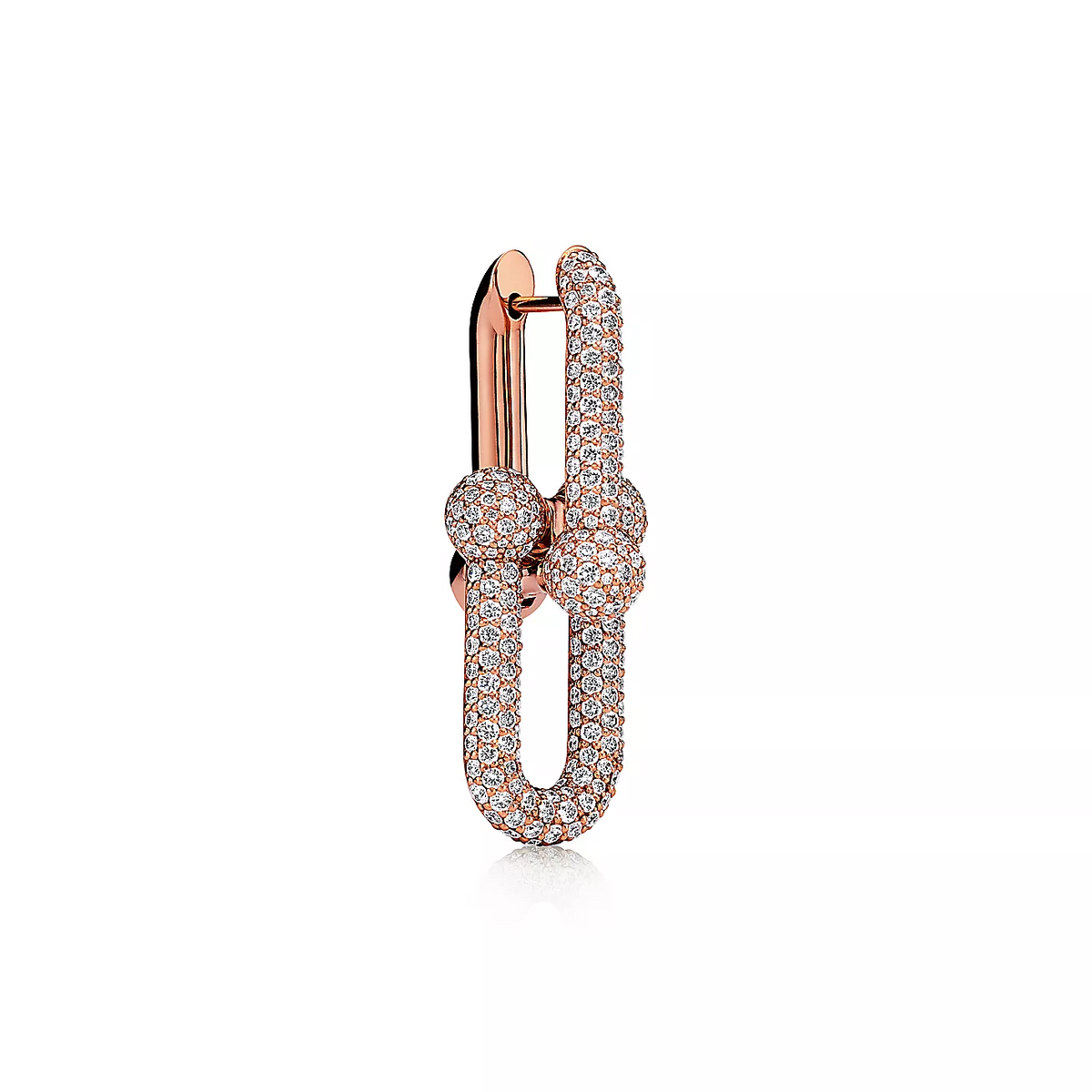 [Ornora Jewelry]LARGE LINK EARRINGS PINK GOLD WITH PAVED DIAMONDS