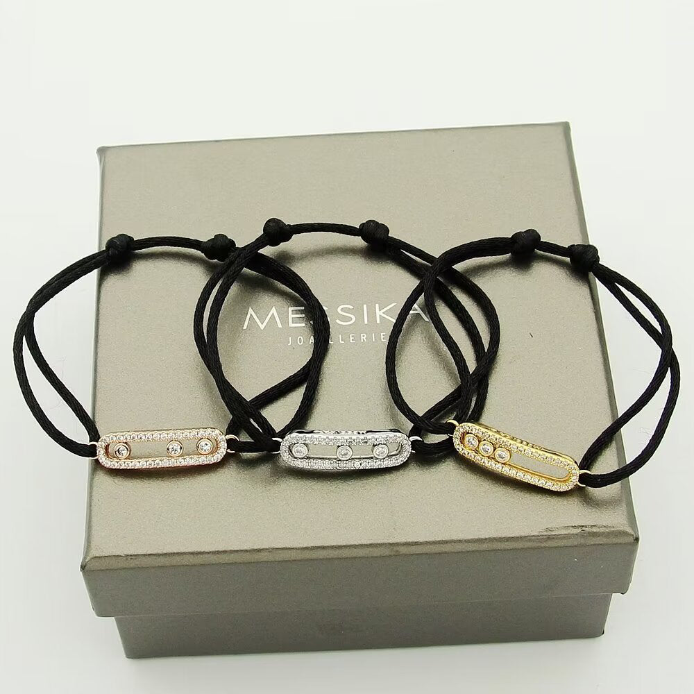 [OrnoraJewelry]Care(Medium-3.5mm) pink cord pavé bracelet