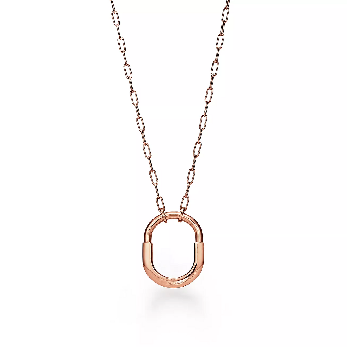 [Ornora Jewelry]LOCK NECKLACE MEDIUM PENDANT PINK GOLD PAVED DIAMONDS