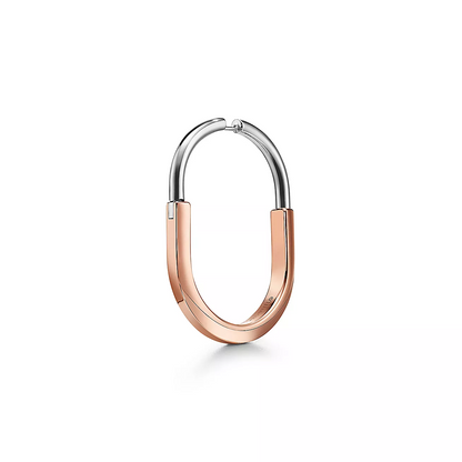 [Ornora Jewelry]LOCK EARRINGS ROSE AND WHITE GOLD DIAMONDS EXTRA LARGE