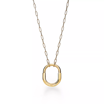 [Ornora Jewelry]LOCK NECKLACE MEDIUM PENDANT GOLD PAVED DIAMONDS