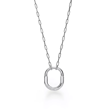 [Ornora Jewelry]LOCK NECKLACE MEDIUM PENDANT SILVER PAVED DIAMONDS