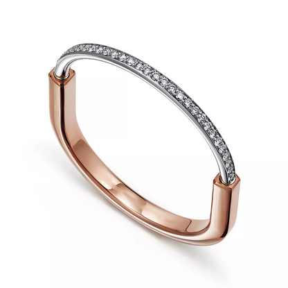 [Ornora Jewelry]LOCK BRACELET ROSE AND WHITE GOLD DIAMOND