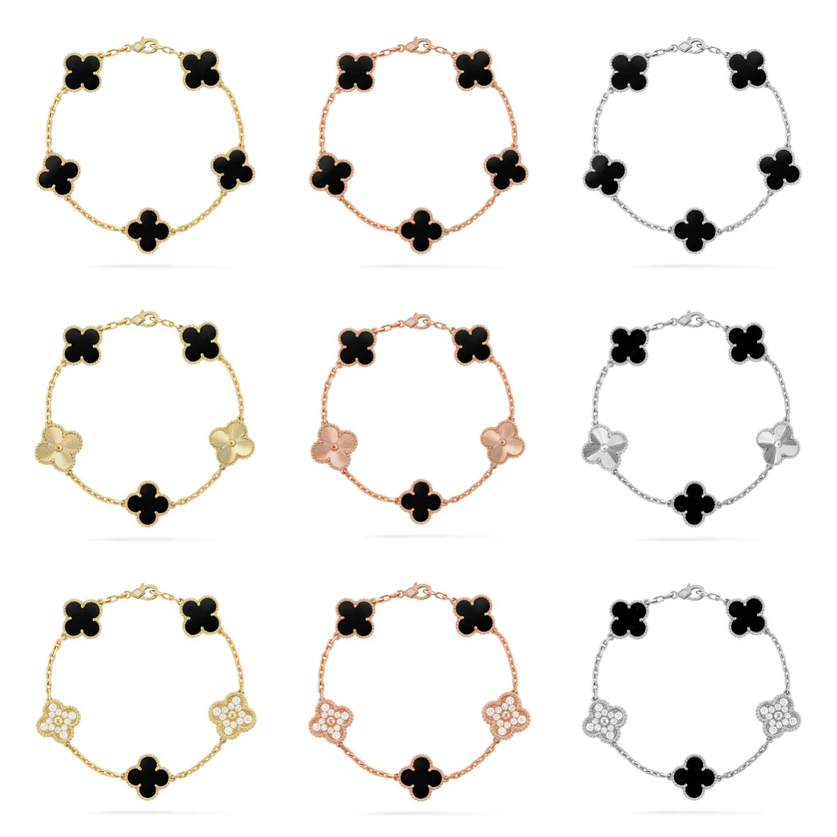 [OrnoraJewelry] CLOVER 5 MOTIF ONYXS BRACELET COLLECTION