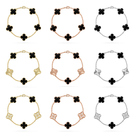 [OrnoraJewelry] CLOVER 5 MOTIF ONYXS BRACELET COLLECTION