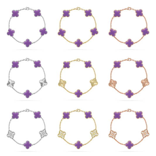 [OrnoraJewelry]CLOVER 5 MOTIF LIGHT PURPLE BRACELET COLLECTION