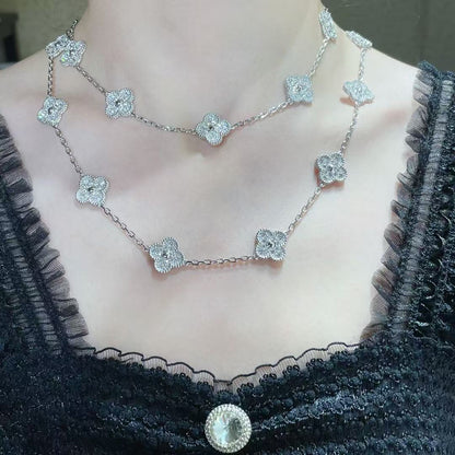 [OrnoraJewelry]CLOVER 20 MOTIFS FULL-DIAMOND NECKLACE