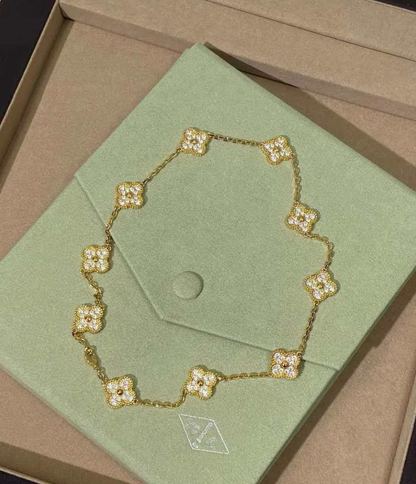 [OrnoraJewelry Jewelry]CLOVER 10 MOTIFS  Gold Diamond  NECKLACE