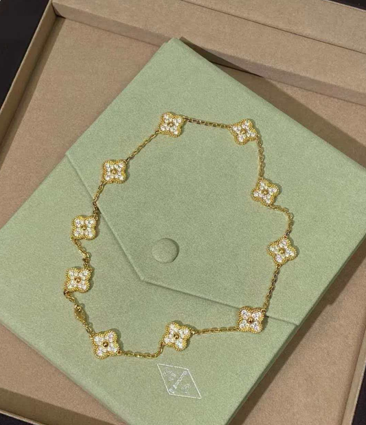 [OrnoraJewelry Jewelry]CLOVER 10 MOTIFS  Gold Diamond  NECKLACE