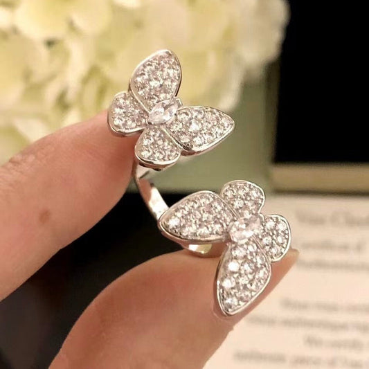 [OrnoraJewelry]TWIN SILVER BUTTERFLY DIAMOND RING