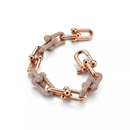 [Ornora Jewelry]HARDWEAR LARGE LINK PINK GOLD PAVED DIAMOND BRACELET