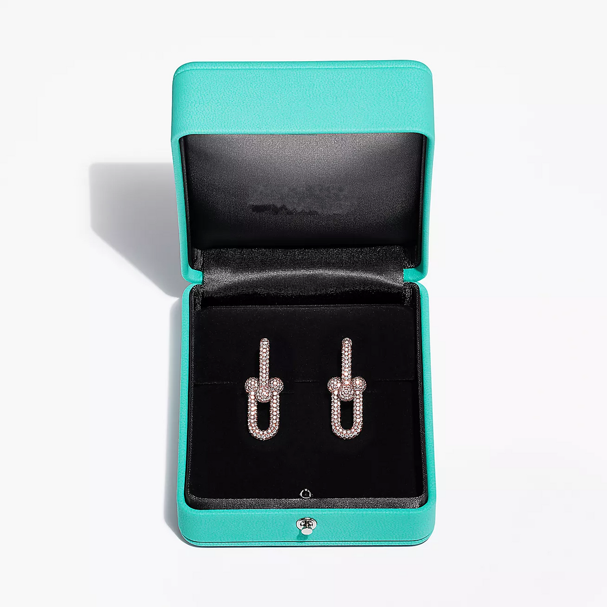 [Ornora Jewelry]LARGE LINK EARRINGS PINK GOLD WITH PAVED DIAMONDS