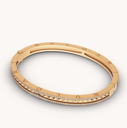 [OrnoraJewelry]ZERO 1 SPIRAL AND PAVED DIAMOND GOLD BRACELET