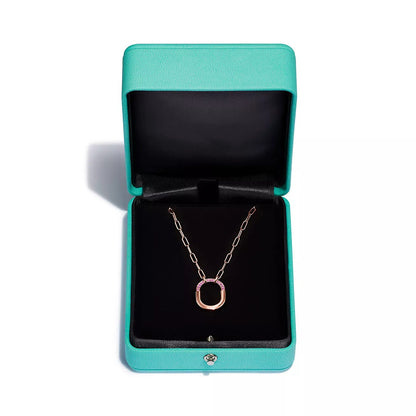 [Ornora Jewelry]LOCK SMALL PENDANT PINK DIAMOND PINK GOLD NECKLACE