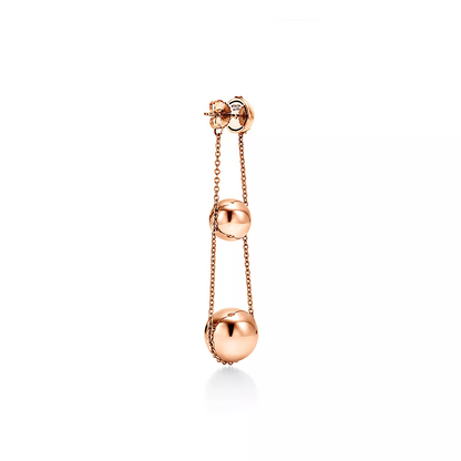 [Ornora Jewelry]TRIPLE DROP PINK GOLD EARRINGS