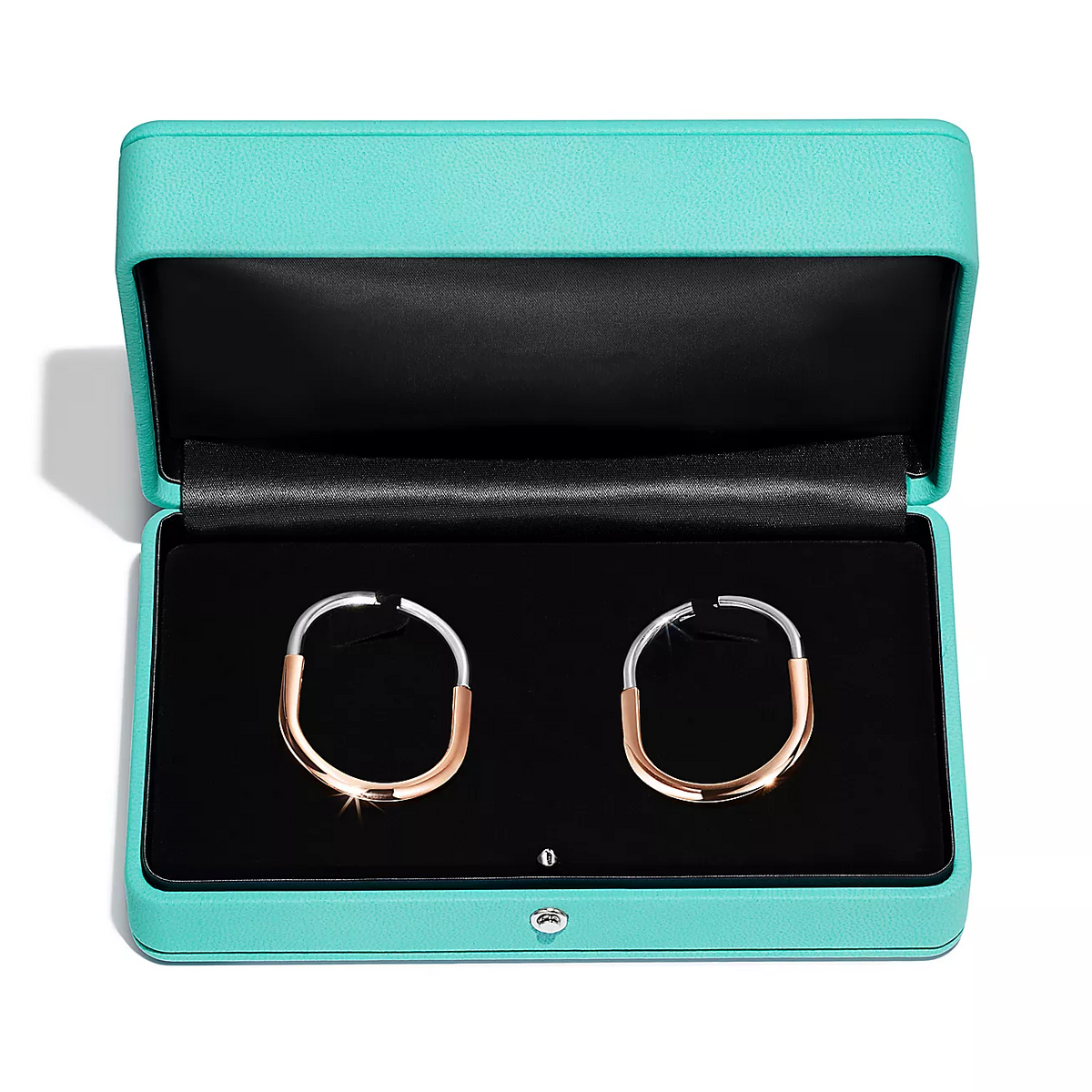 [Ornora Jewelry]LOCK EARRINGS ROSE AND WHITE GOLD DIAMONDS EXTRA LARGE