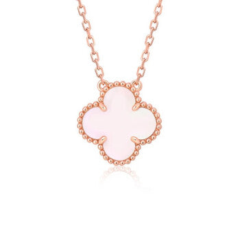 [OrnoraJewelry]CLOVER 15MM PINK MOTHER-OF-PEARL SINGLE FLOWER NECKLACE