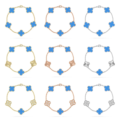[OrnoraJewelry] CLOVER 5 MOTIF BLUE AGATE BRACELET COLLECTION