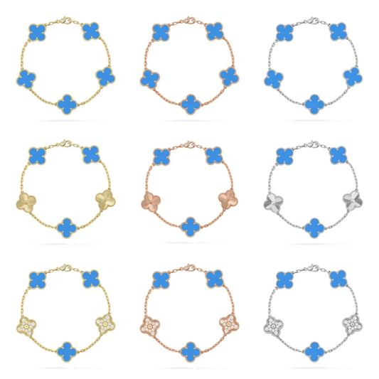 [OrnoraJewelry] CLOVER 5 MOTIF BLUE AGATE BRACELET COLLECTION