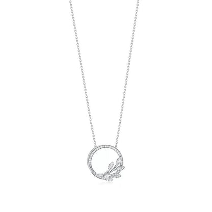 [Ornora Jewelry]DIAMOND VINE CIRCLE PENDANT PLATINUM NECKLACE