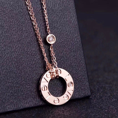 [OrnoraJewelry]LOVE NECKLACE 16MM 2 DIAMONDS