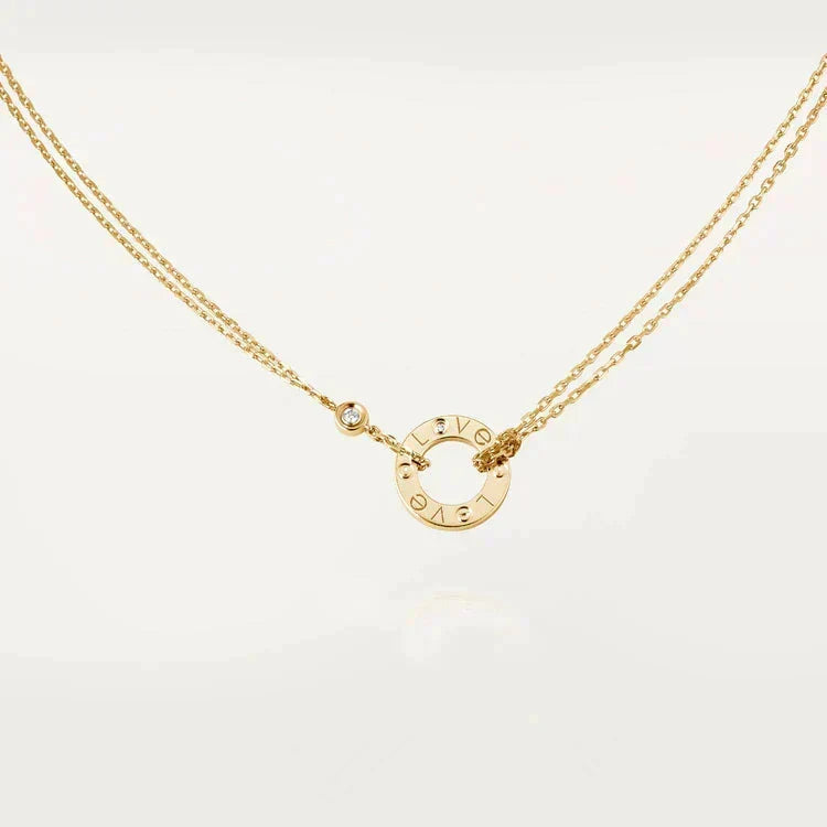 [OrnoraJewelry]LOVE NECKLACE 16MM 2 DIAMONDS