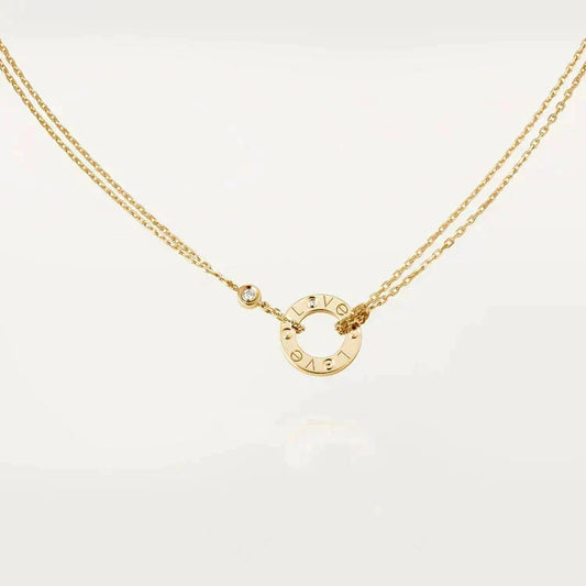 [OrnoraJewelry]LOVE NECKLACE 16MM 2 DIAMONDS