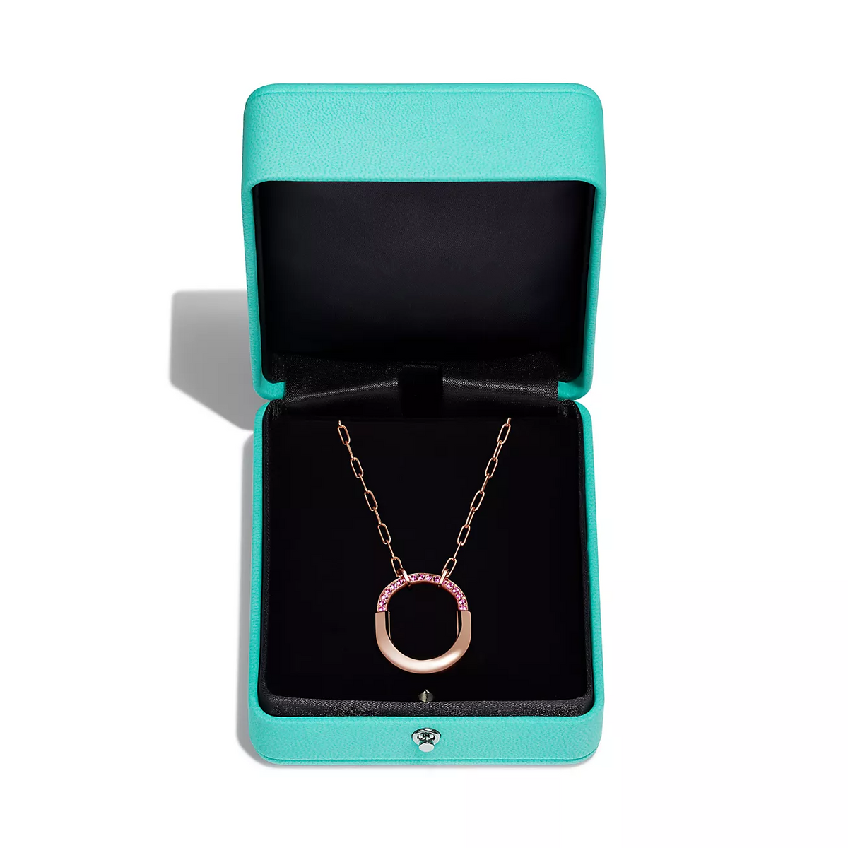 [Ornora Jewelry]LOCK MEDIUM PENDANT PINK DIAMOND PINK GOLD NECKLACE