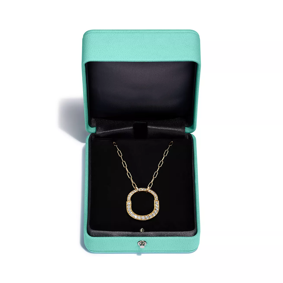 [Ornora Jewelry]LOCK NECKLACE MEDIUM PENDANT GOLD PAVED DIAMONDS