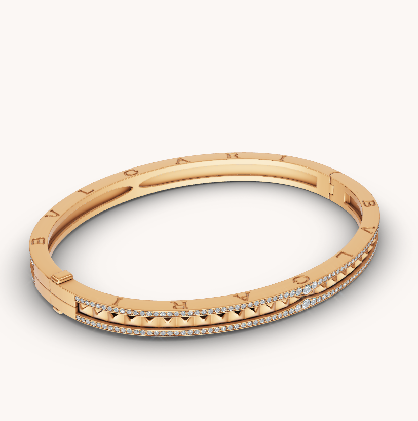 [OrnoraJewelry]ZERO 1 SPIRAL AND PAVED DIAMOND GOLD BRACELET