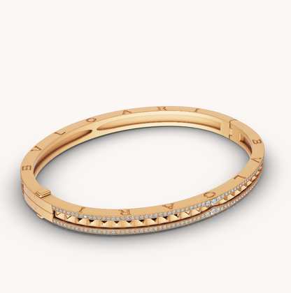 [OrnoraJewelry]ZERO 1 SPIRAL AND PAVED DIAMOND GOLD BRACELET