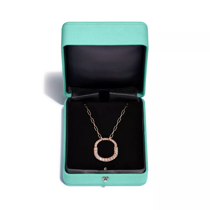 [Ornora Jewelry]LOCK NECKLACE MEDIUM PENDANT PINK GOLD PAVED DIAMONDS