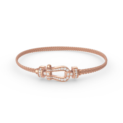[OrnoraJewelry]FORCE SMALL HORSESHOE  DIAMOND CHAIN ROPE BRACELET