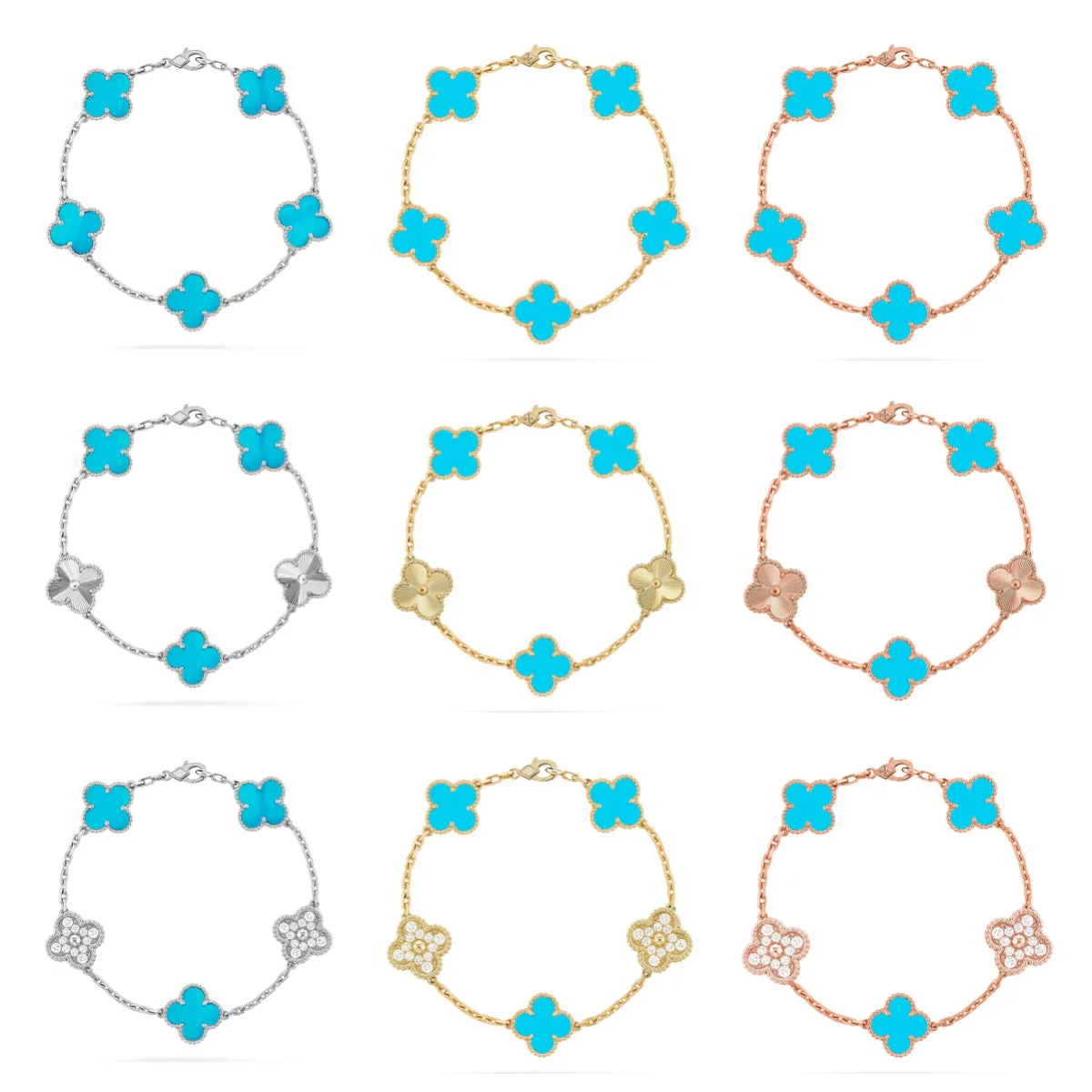[OrnoraJewelry] CLOVER 5 MOTIF TURQUOISE BRACELET COLLECTION