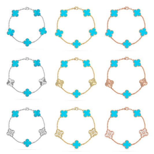 [OrnoraJewelry] CLOVER 5 MOTIF TURQUOISE BRACELET COLLECTION