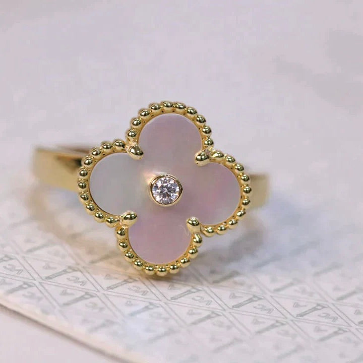 [OrnoraJewelry]CLOVER PINK MOP RING GOLD DIAMOND