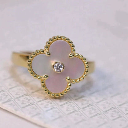 [OrnoraJewelry]CLOVER PINK MOP RING GOLD DIAMOND