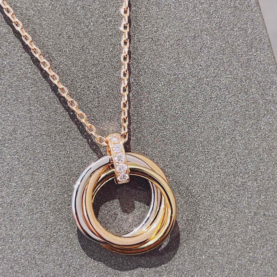 [OrnoraJewelry]TRINITY NECKLACE GOLD  DIAMONDS