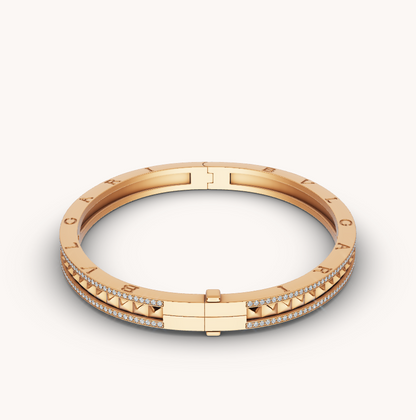 [OrnoraJewelry]ZERO 1 SPIRAL AND PAVED DIAMOND GOLD BRACELET