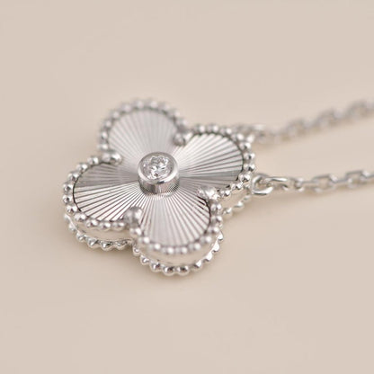 [OrnoraJewelry]CLOVER  15MM DIAMOND LASER NECKLACE SILVER