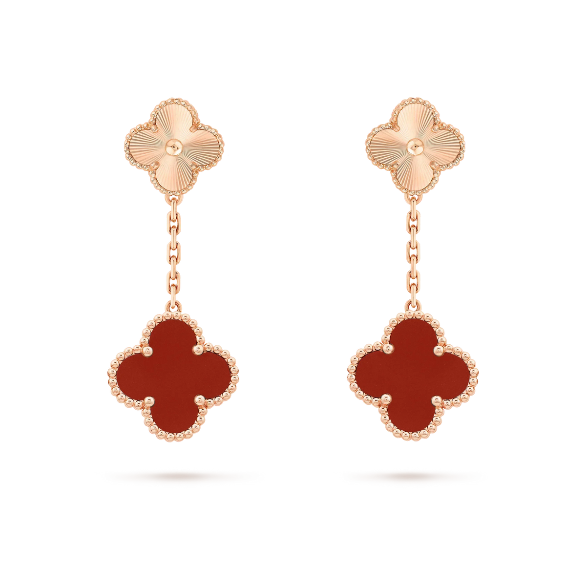 [OrnoraJewelry]CLOVER 2 MOTIF  LASER CARNELIAN EARRINGS