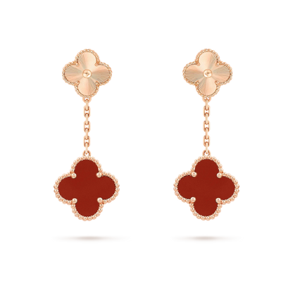 [OrnoraJewelry]CLOVER 2 MOTIF  LASER CARNELIAN EARRINGS