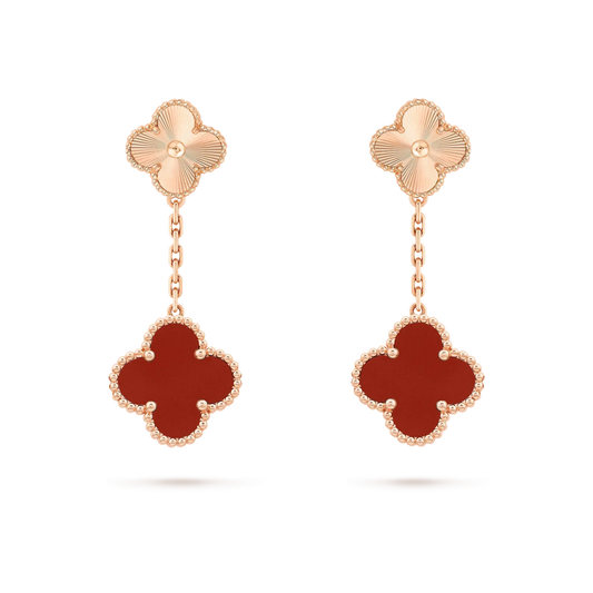 [OrnoraJewelry]CLOVER 2 MOTIF  LASER CARNELIAN EARRINGS
