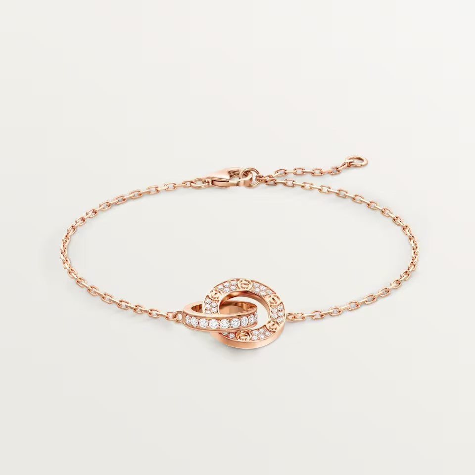 [OrnoraJewelry]LOVE DOUBLE RING FULL DIAMOND BRACELET