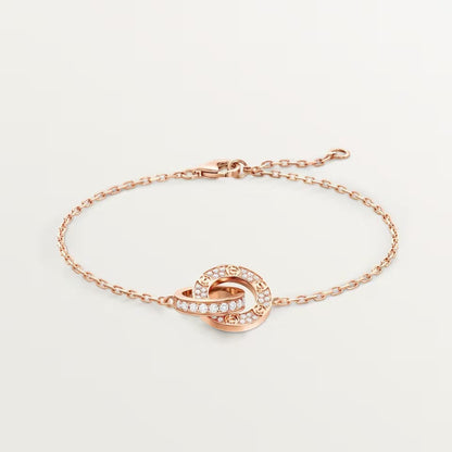 [OrnoraJewelry]LOVE DOUBLE RING FULL DIAMOND BRACELET